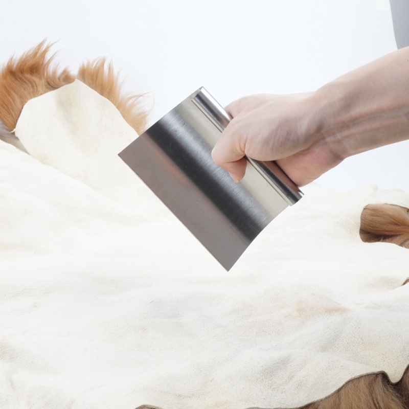 Animal Skinning and Fleshing Knife Draw Shave Debarking Tool for Fur Impurity Oil Removal and Clean - Stainless Steel