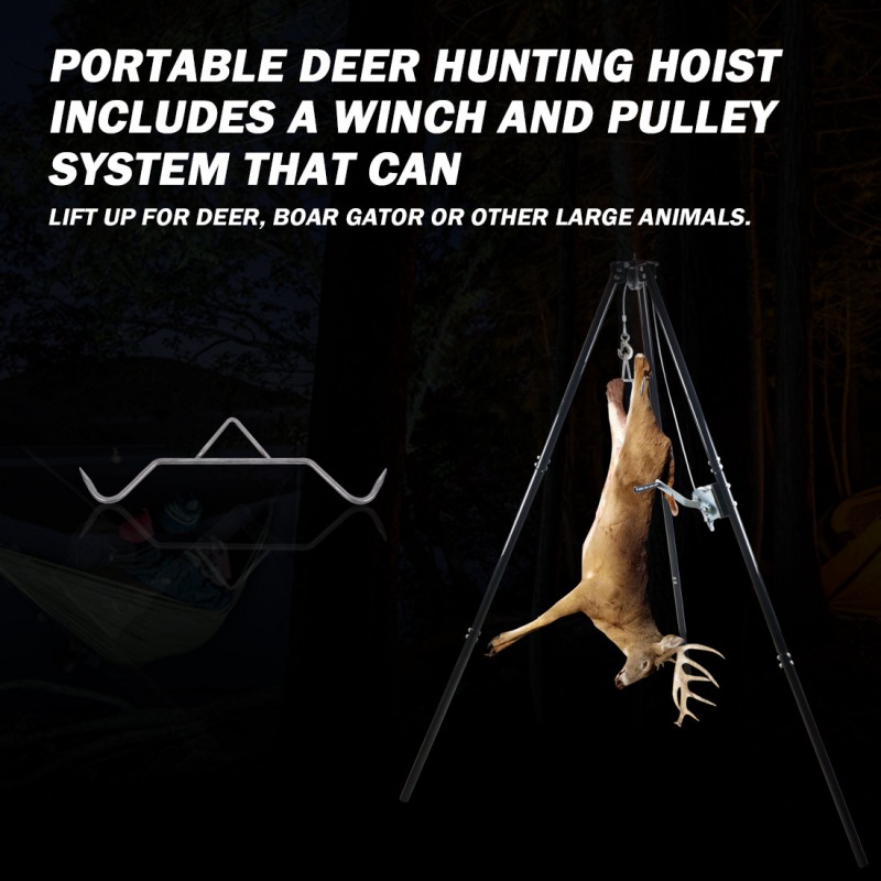 Tripod Game Hoist With Gambrel And Manual Winch