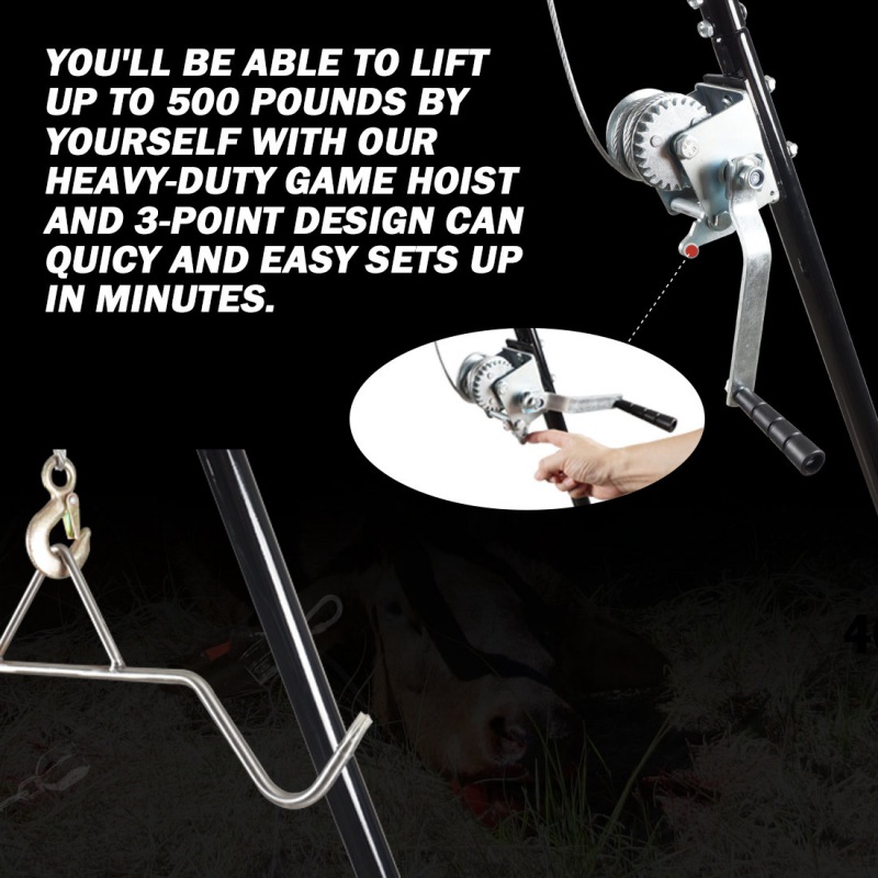 Tripod Game Hoist With Gambrel And Manual Winch