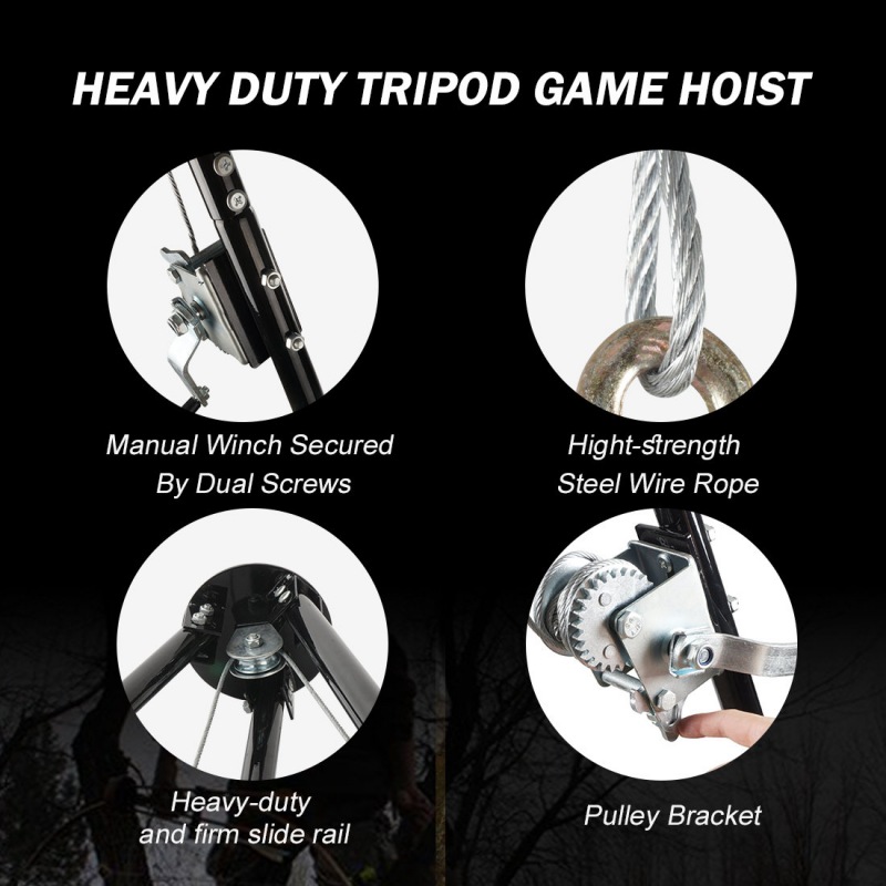 Tripod Game Hoist With Gambrel And Manual Winch