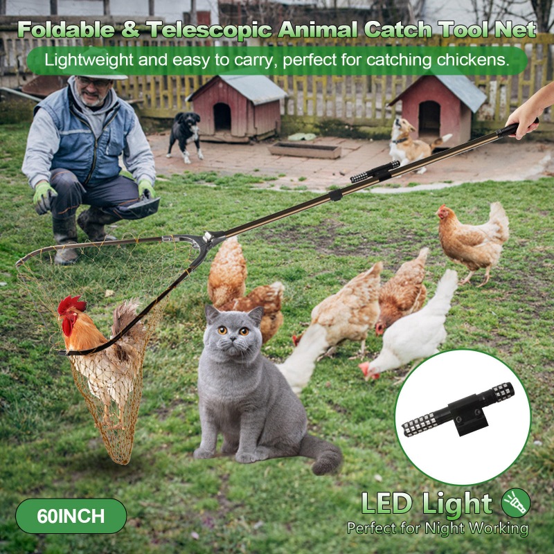 Animal Catch Net with LED Light Kit(Extendable and Foldable)