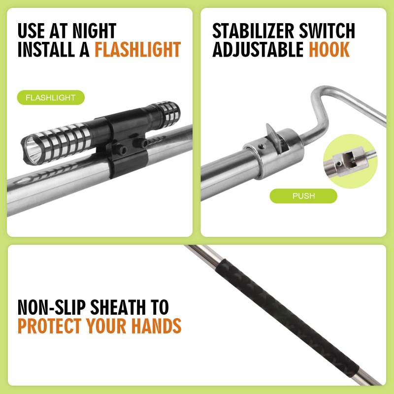 Dog Catch Pole(Black Non-Slip Sheath, LED light)