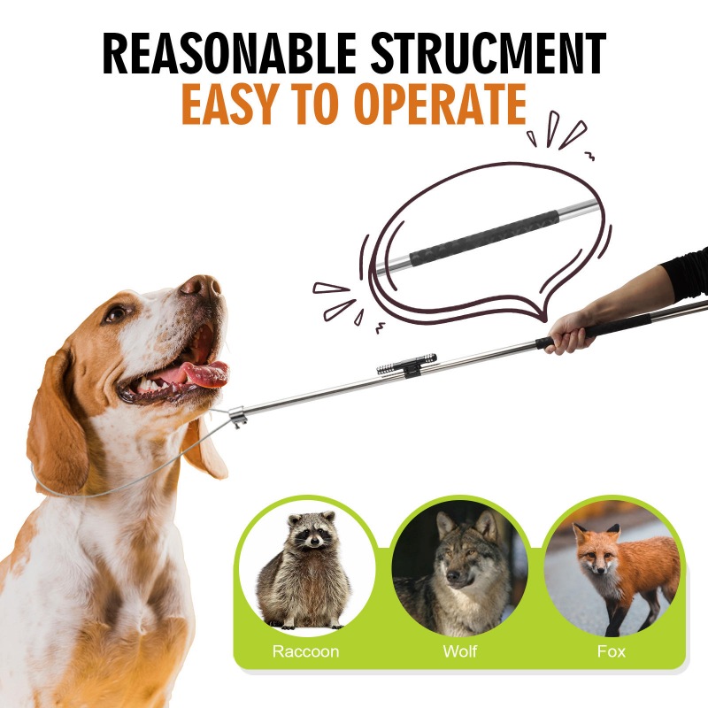 Dog Catch Pole(Black Non-Slip Sheath, LED light)