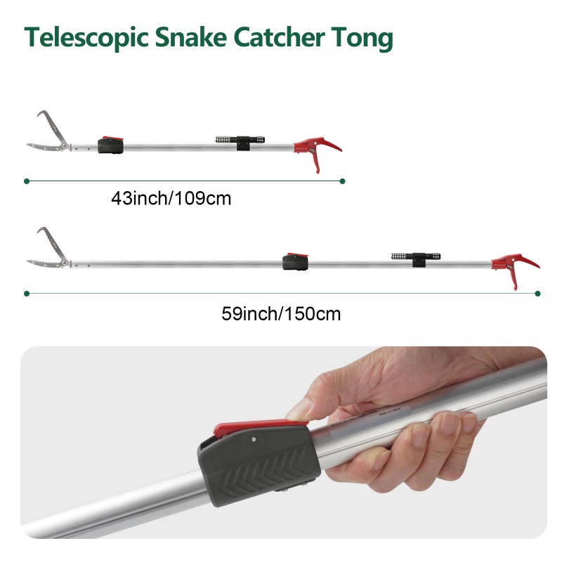 Snake Tong(Telescopic Pole,Heavy Duty with 43 inch to 59 inch)
