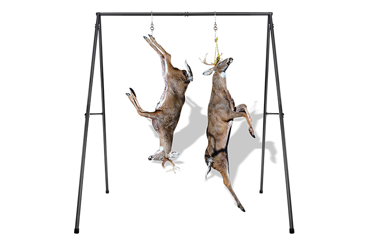 Sturdy Deer Game Hanger Hoist: A Tripod Stand for Deer Hanging, Skinning, and Butchering, Equipped with Two Meat Hooks for Hunting, Fishing, and Animal Dressing - Built for Heavy-Duty Use.